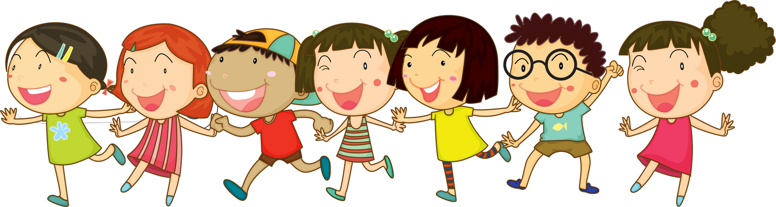 Happy Cute Children Cartoon Illustration